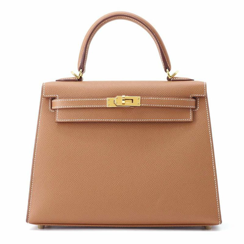 エルメス ハンドバッグ ケリー25 外縫い ゴールド/ゴールド金具 ヴォーエプソン B刻印 2wayショルダー
