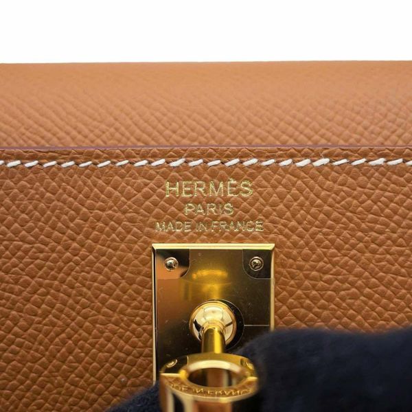 エルメス ハンドバッグ ケリー25 外縫い ゴールド/ゴールド金具 ヴォーエプソン B刻印 2wayショルダー