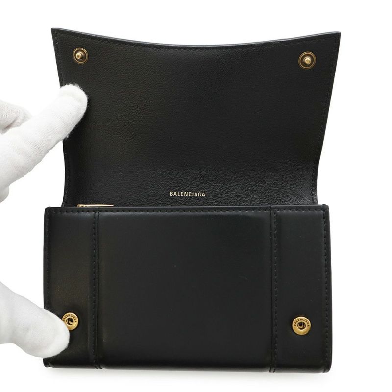 バレンシアガ 二つ折り財布 アワーグラス ミディアム ウォレット レザー 600211 BALENCIAGA 黒