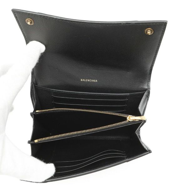 バレンシアガ 二つ折り財布 アワーグラス ミディアム ウォレット レザー 600211 BALENCIAGA 黒