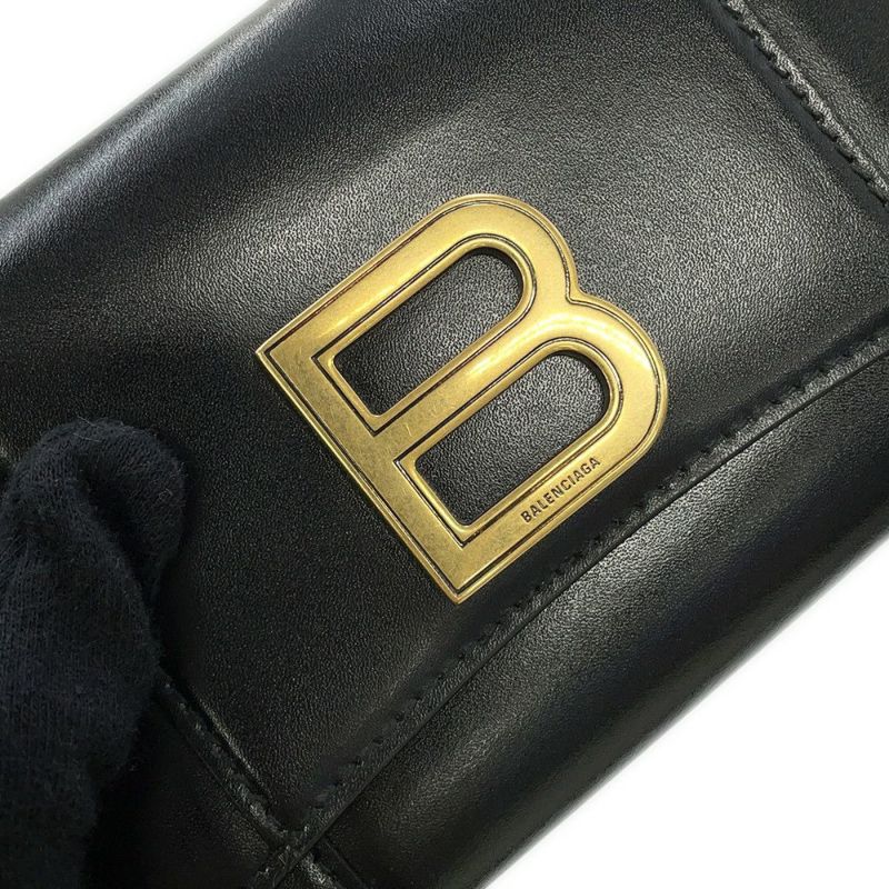 バレンシアガ 二つ折り財布 アワーグラス ミディアム ウォレット レザー 600211 BALENCIAGA 黒