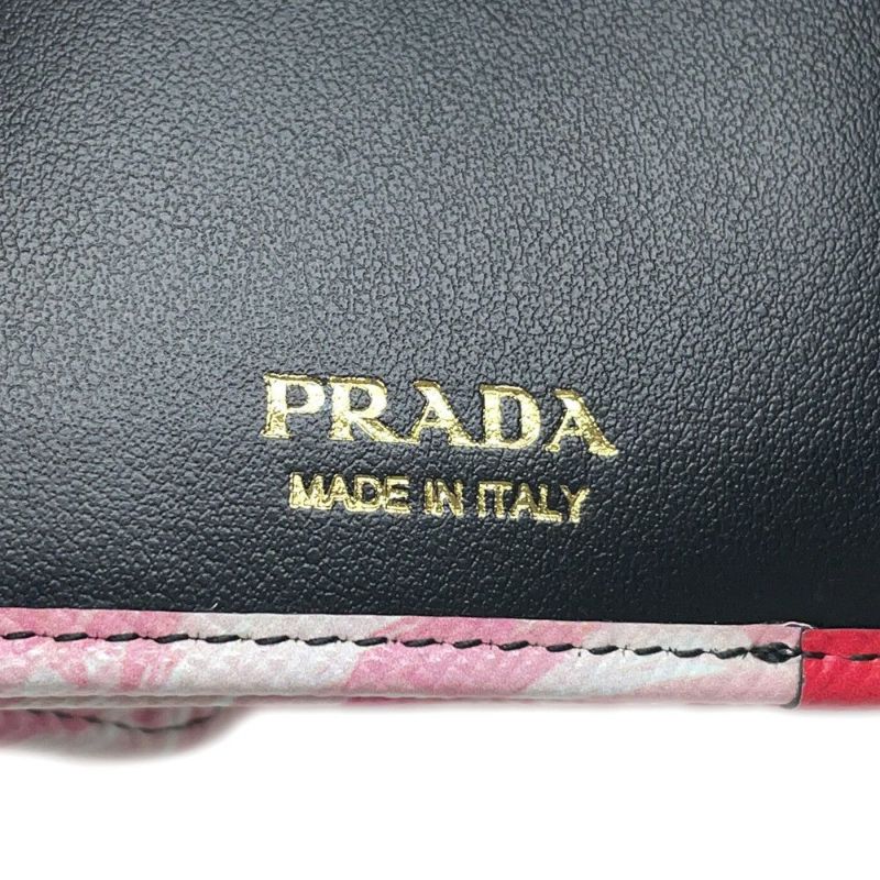 プラダ 三つ折り財布 花柄 レザー 1MH043 PRADA 財布 フラワー