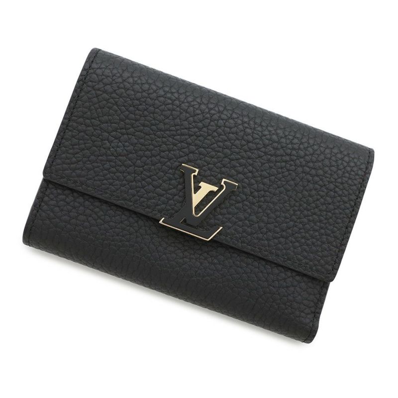 ルイヴィトン 三つ折り財布 トリヨンレザー ポルトフォイユ・カプシーヌ コンパクト M62157 LOUIS VUITTON 黒 ブラック