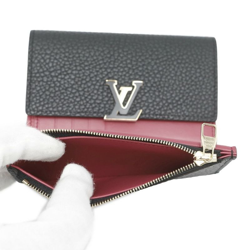 ルイヴィトン 三つ折り財布 トリヨンレザー ポルトフォイユ・カプシーヌ コンパクト M62157 LOUIS VUITTON 黒 ブラック