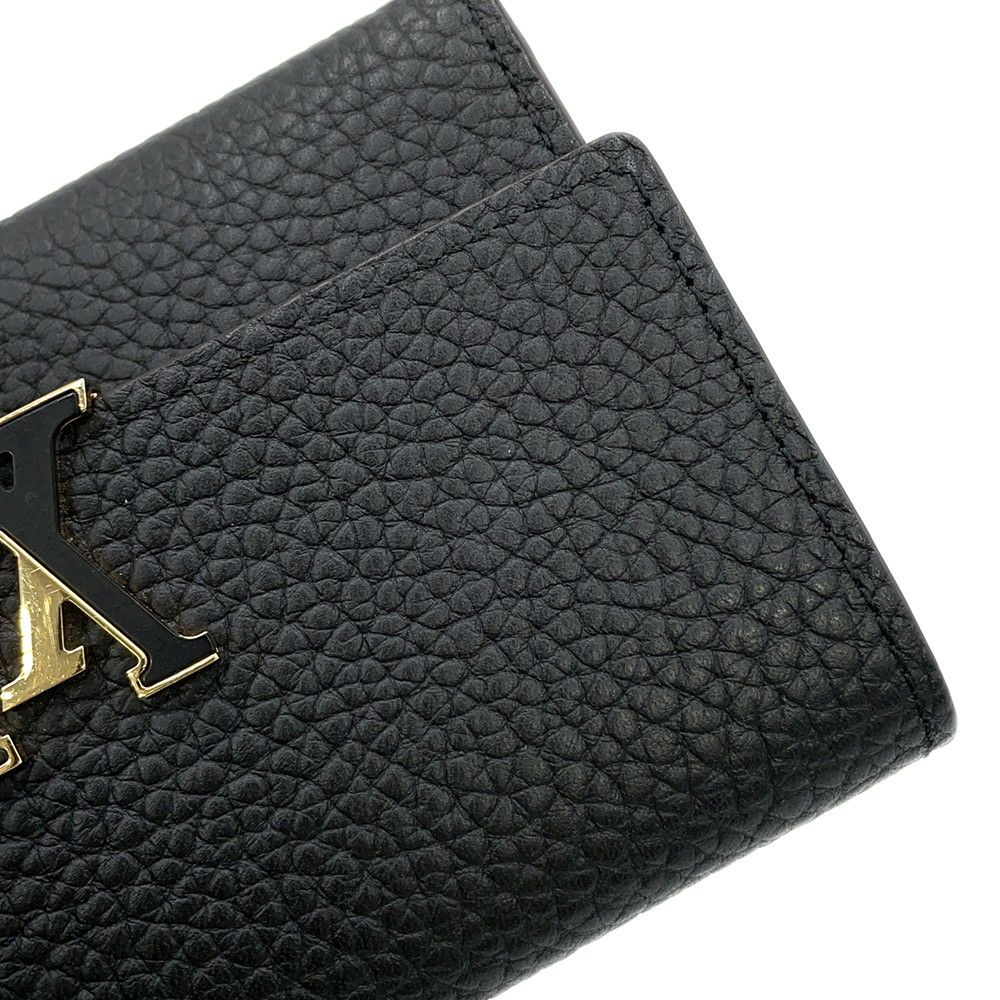 ルイヴィトン 三つ折り財布 トリヨンレザー ポルトフォイユ・カプシーヌ コンパクト M62157 LOUIS VUITTON 黒 ブラック