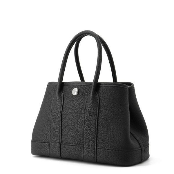 エルメス トートバッグ ネオ・ガーデン 23 ガーデンパーティ ブラック/シルバー金具 ネゴンダ K刻印 黒