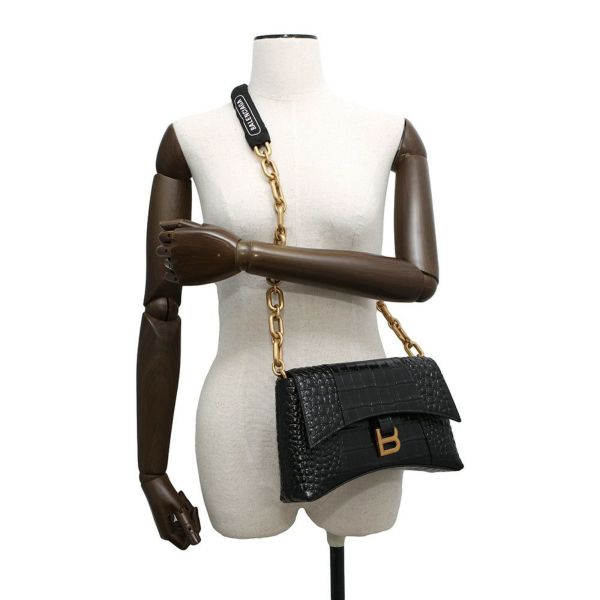 BALENCIAGA DOWNTOWN XS クロコ型押し ショルダーバッグ バレンシアガ チェーンショルダーバッグ ダウンタウン DOWNTOWN