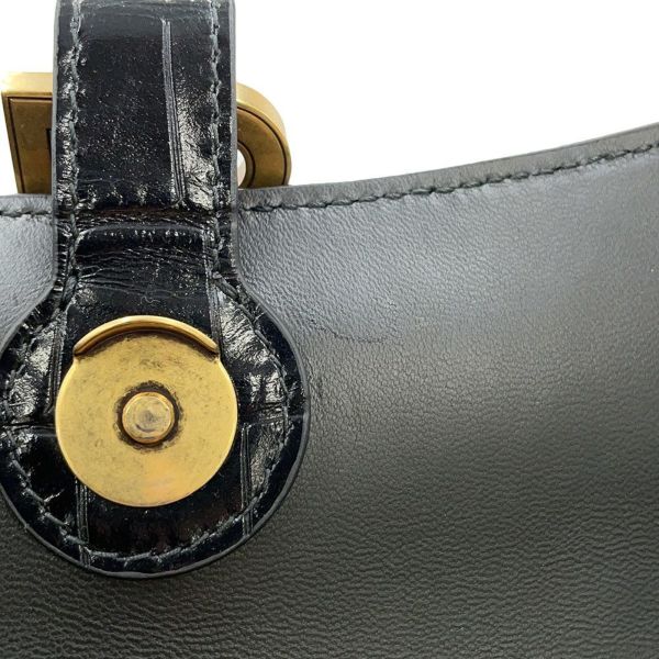 バレンシアガ チェーンショルダーバッグ ダウンタウン DOWNTOWN XS クロコ型押しレザー 689121 BALENCIAGA 黒