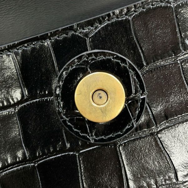 バレンシアガ チェーンショルダーバッグ ダウンタウン DOWNTOWN XS クロコ型押しレザー 689121 BALENCIAGA 黒