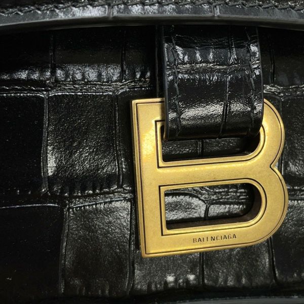 バレンシアガ チェーンショルダーバッグ ダウンタウン DOWNTOWN XS クロコ型押しレザー 689121 BALENCIAGA 黒
