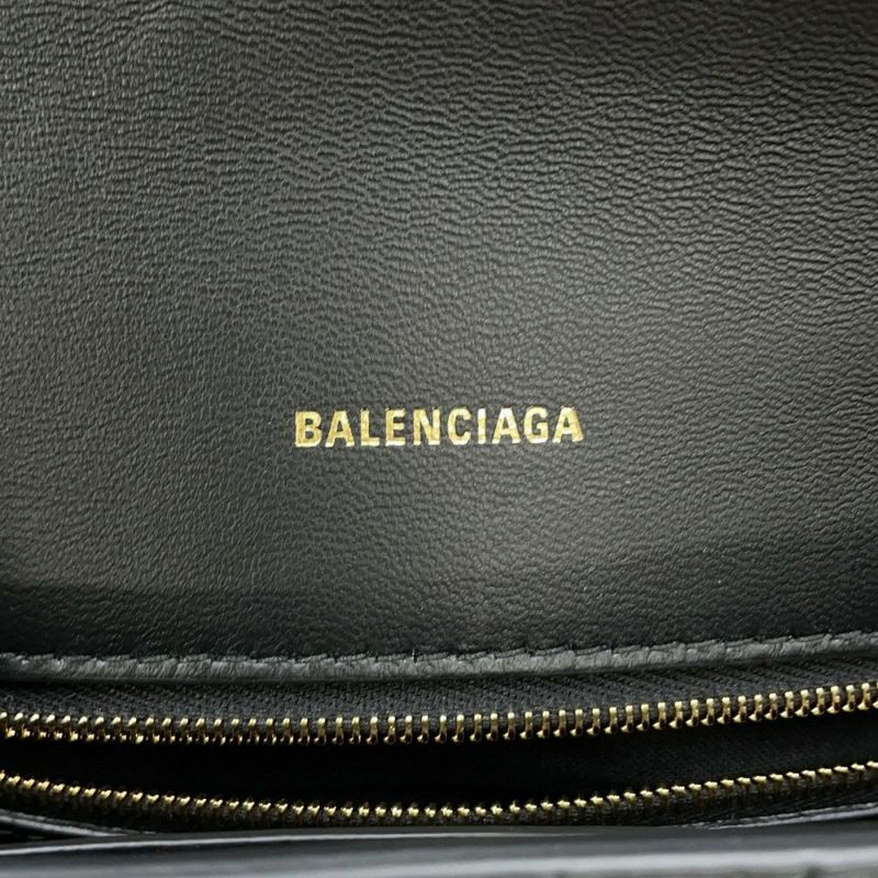 バレンシアガ チェーンショルダーバッグ ダウンタウン DOWNTOWN XS クロコ型押しレザー 689121 BALENCIAGA 黒