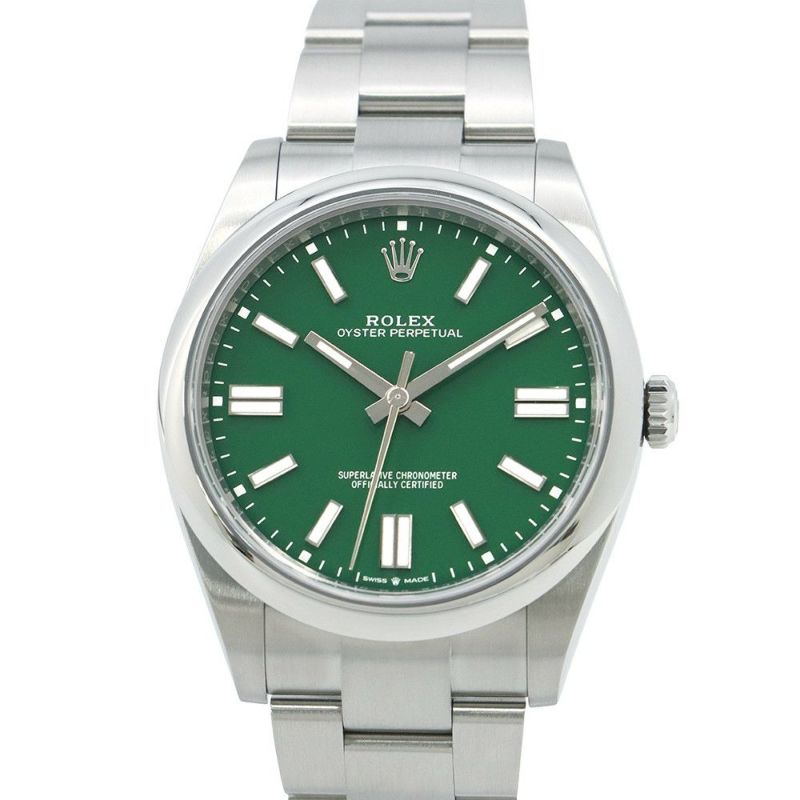 ロレックス オイスターパーペチュアル41 ランダムシリアル ルーレット 124300 ROLEX 腕時計 グリーン文字盤