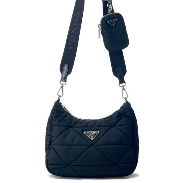 プラダ ショルダーバッグ テスートキルト ナイロン キルティング 1BC151 PRADA バッグ ポーチ付き 黒