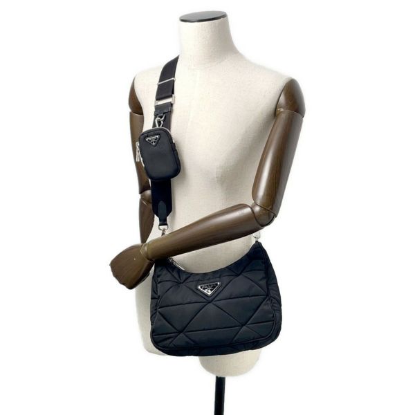 プラダ ショルダーバッグ テスートキルト ナイロン キルティング 1BC151 PRADA バッグ ポーチ付き 黒