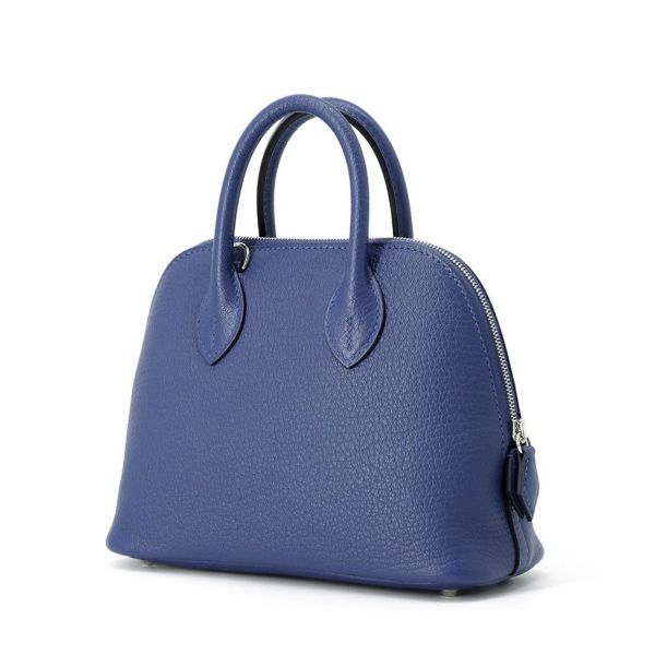 エルメス ボリード1923 ミニ ブルータイ/シルバー金具 シェブルミゾル K刻印 2wayショルダー シェーブル