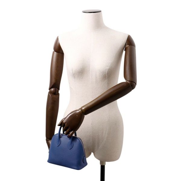 エルメス ボリード1923 ミニ ブルータイ/シルバー金具 シェブルミゾル K刻印 2wayショルダー シェーブル