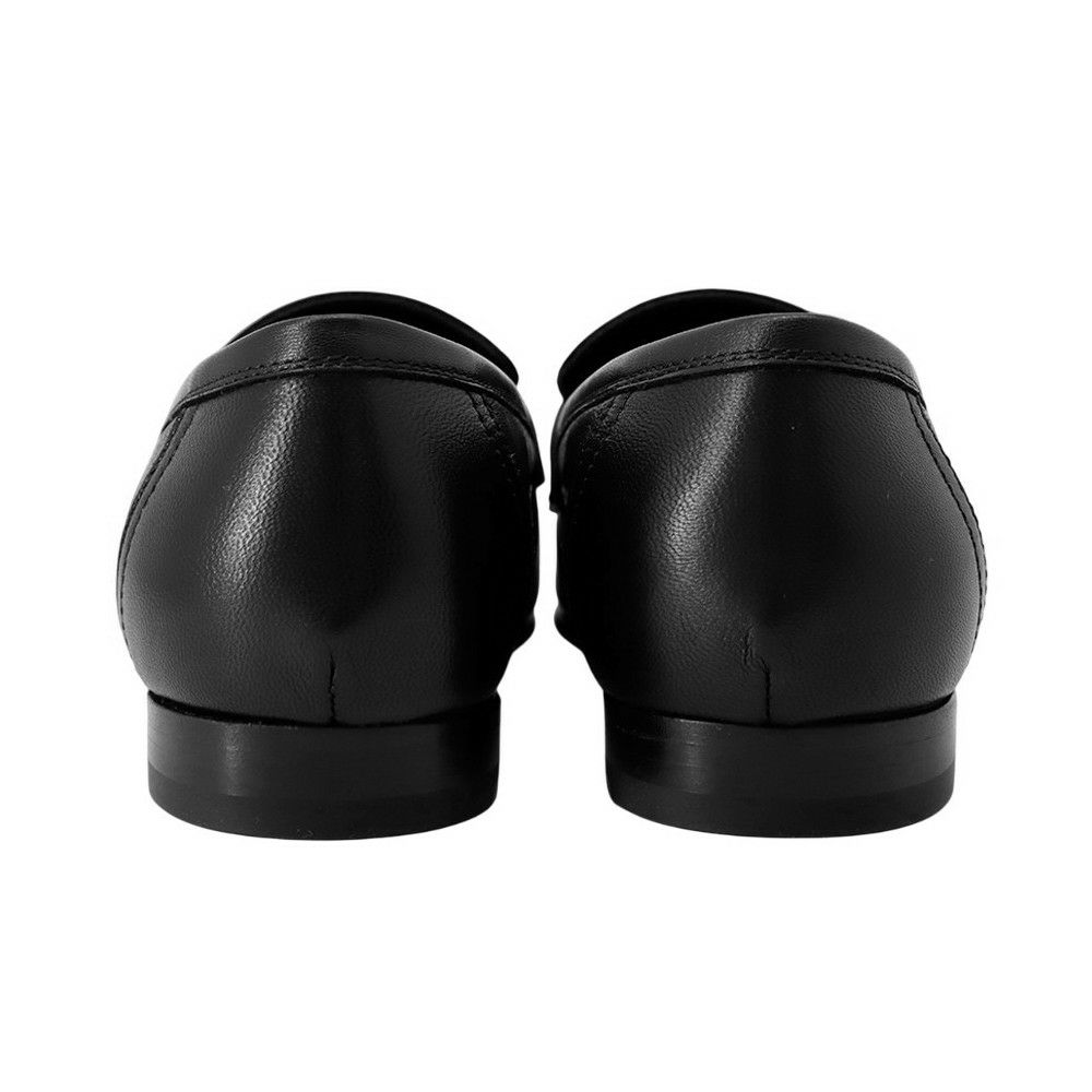 エルメス モカシン パリ ブラック/シルバー金具 レザー レディースサイズ37 HERMES 靴 黒