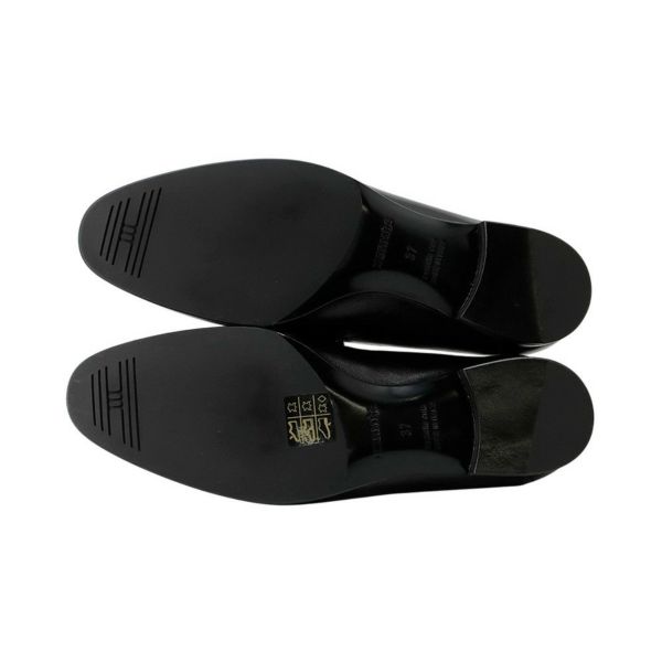 エルメス モカシン パリ ブラック/シルバー金具 レザー レディースサイズ37 HERMES 靴 黒