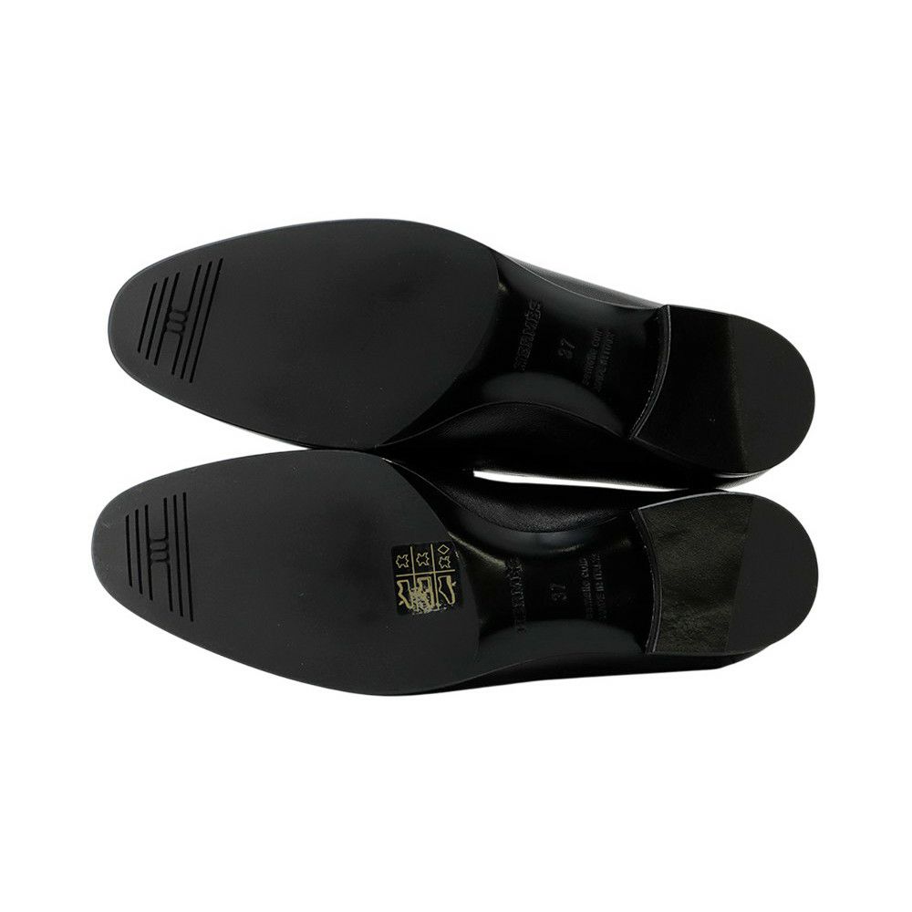 エルメス モカシン パリ ブラック/シルバー金具 レザー レディースサイズ37 HERMES 靴 黒