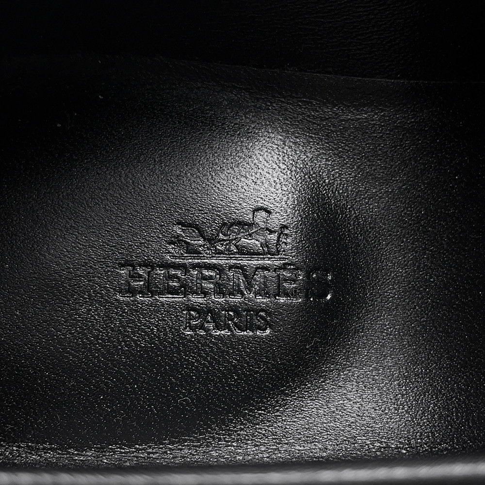 エルメス モカシン パリ ブラック/シルバー金具 レザー レディースサイズ37 HERMES 靴 黒