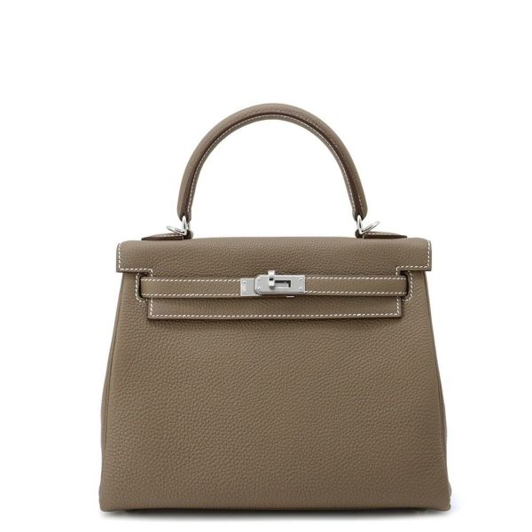 エルメス ハンドバッグ ケリー25内縫い エトゥープ/シルバー金具 トゴ W刻印 2wayショルダー