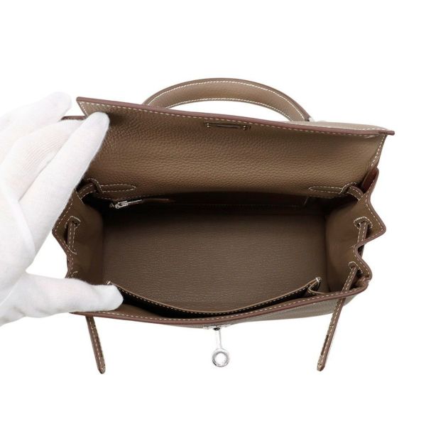 エルメス ハンドバッグ ケリー25内縫い エトゥープ/シルバー金具 トゴ W刻印 2wayショルダー