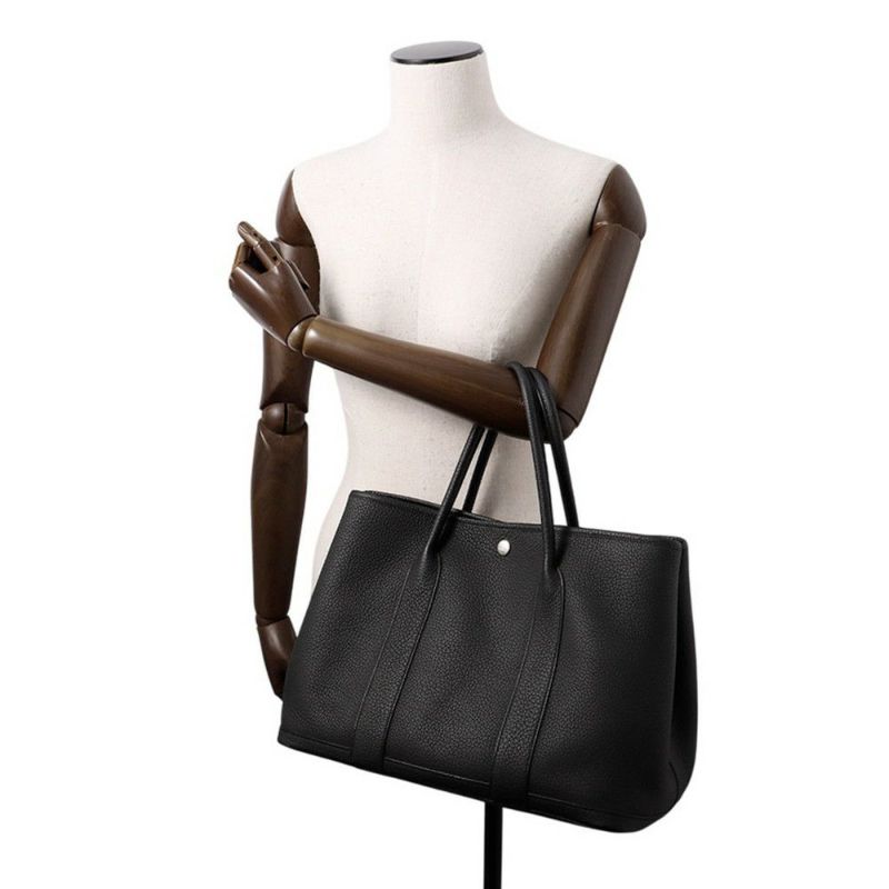 エルメス トートバッグ ガーデンパーティPM ブラック/シルバー金具 ネゴンダ D刻印 HERMES Garden Party 黒