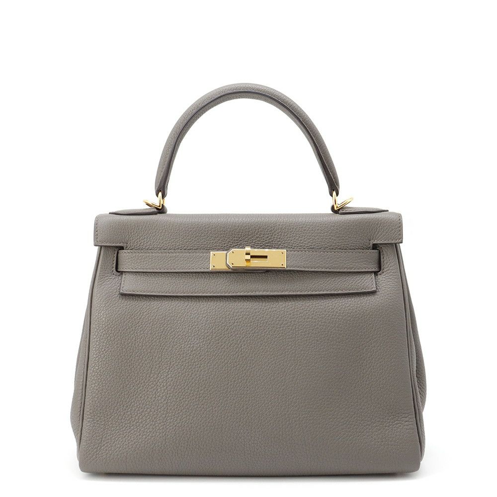 エルメス ハンドバッグ ケリー28 内縫い エタン/ゴールド金具 トゴ U刻印 HERMES Kelly 2wayバッグ