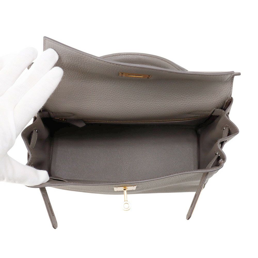 エルメス ハンドバッグ ケリー28 内縫い エタン/ゴールド金具 トゴ U刻印 HERMES Kelly 2wayバッグ