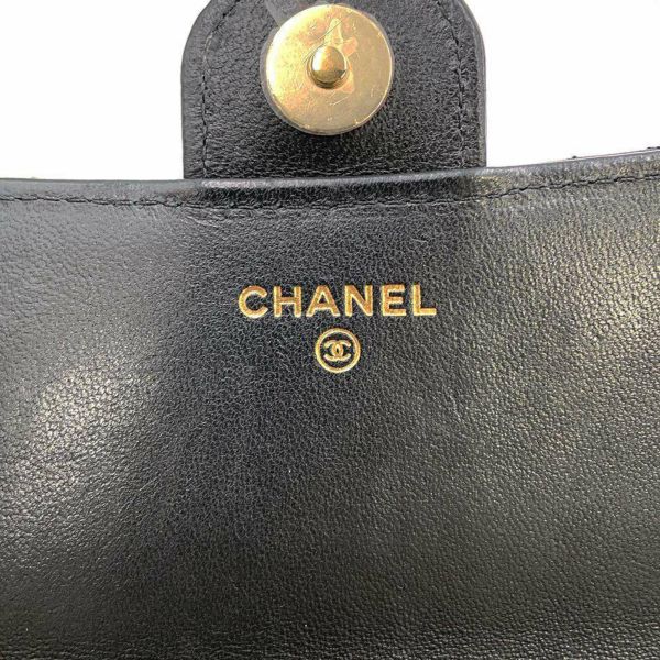 シャネル チェーンショルダーバッグ フラップ フォンケース マトラッセ ココマーク ラムスキン AP3226 CHANEL 黒