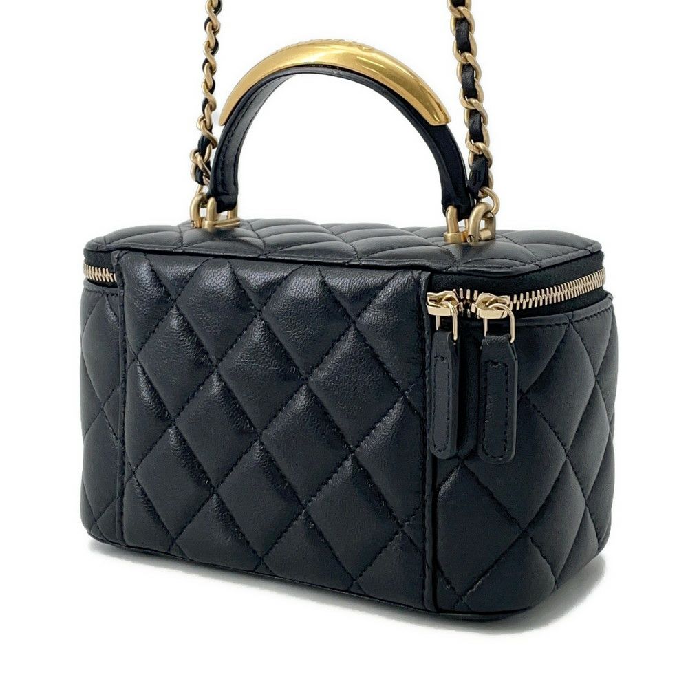 シャネル チェーンショルダーバッグ マトラッセ ココマーク ヴァニティケース ラムスキン AP2199 CHANEL 黒 バニティ
