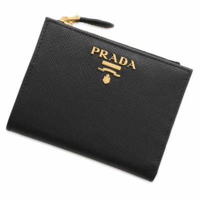 PRADA　プラダ 二つ折り財布 　サフィアーノ マルチカラー　ブラックゴールドトーンの金具