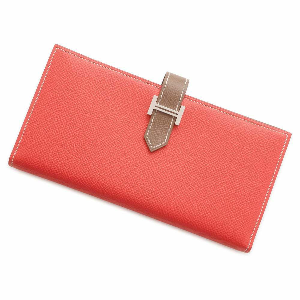 エルメス 長財布 ベアンスフレ ヴェルソ マチ有り エトゥープ/ローズジャイプール/ヴォーエプソン □P刻印