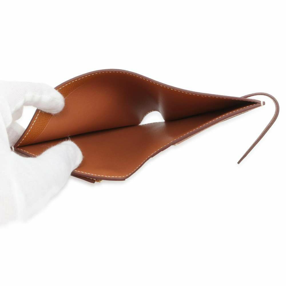 エルメス 二つ折り財布 ベアンコンパクト ゴールド/ゴールド金具 ヴォーエプソン B刻印 財布