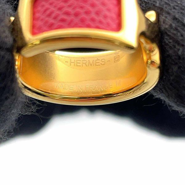 エルメス リング オランプ ローズメキシコ/ゴールド金具 ヴォーエプソン サイズM HERMES 指輪