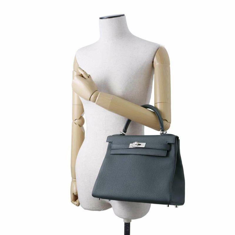 エルメス ハンドバッグ ケリー28 内縫い グリスミスティ/シルバー金具 トゴ W刻印 HERMES 2way