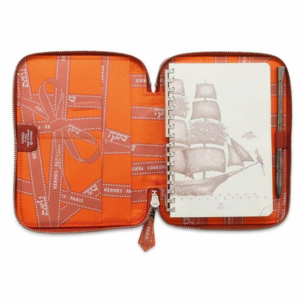 エルメス 手帳カバー アジェンダジップ シルクイン ブリック/シルバー