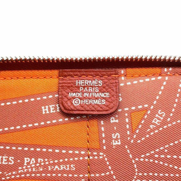 エルメス 手帳カバー アジェンダジップ シルクイン ブリック/シルバー金具 ヴォーエプソン □O刻印 HERMES