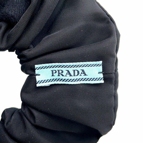 プラダ シュシュ トライアングルロゴ ナイロン 1IF015 PRADA ヘアアクセサリー ヘアゴム 黒