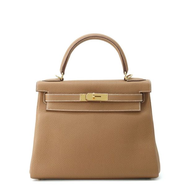 エルメス ハンドバッグ ケリー28 内縫い ゴールド/ゴールド金具 トゴ U刻印 2wayショルダー