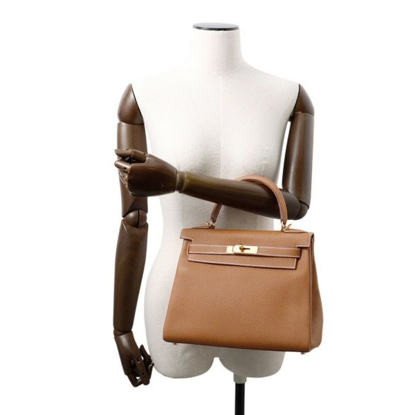 エルメス ハンドバッグ ケリー28 内縫い ゴールド/ゴールド金具 トゴ U刻印 2wayショルダー
