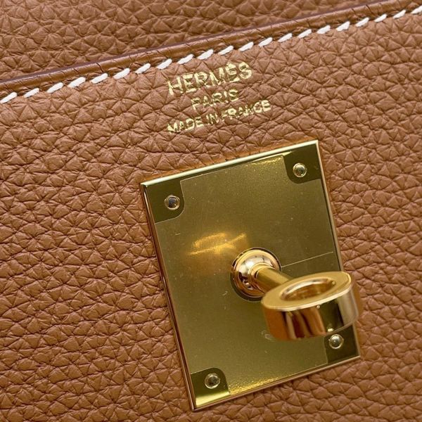 エルメス ハンドバッグ ケリー28 内縫い ゴールド/ゴールド金具 トゴ U刻印 2wayショルダー