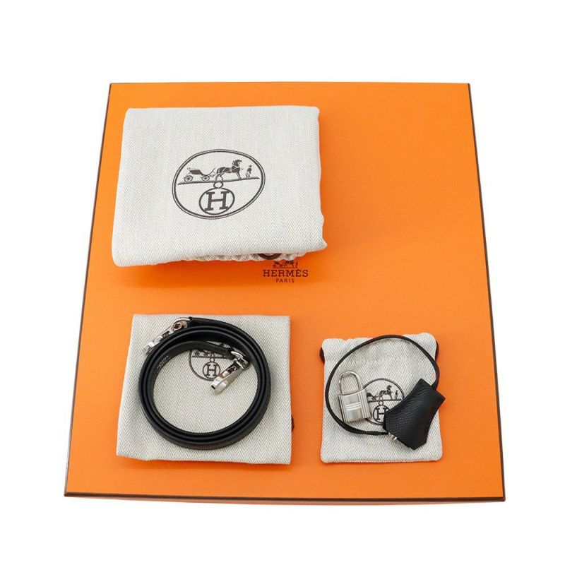 エルメス ハンドバッグ ケリー28 外縫い ブラック/シルバー金具 エプソン K刻印 2wayショルダー 黒