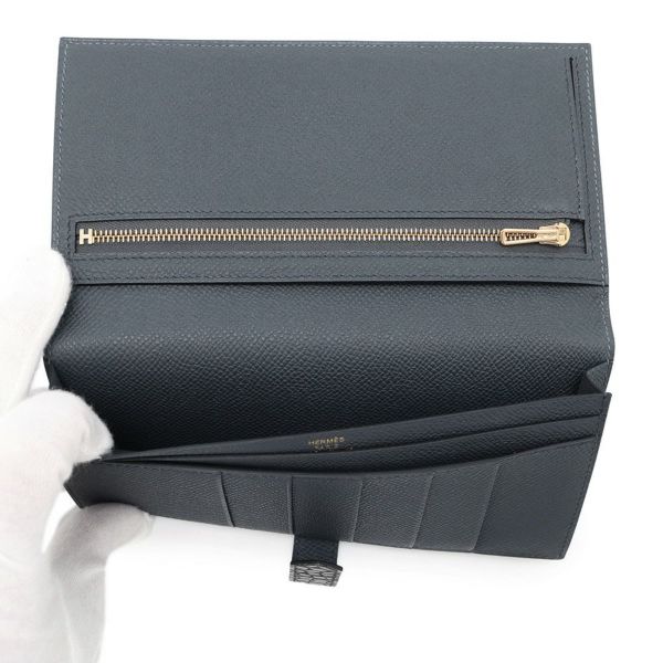 エルメス 長財布 ベアンスフレ タッチ グリミスティ/ブラック/ゴールド金具 エプソン/アリゲーターマット K刻印
