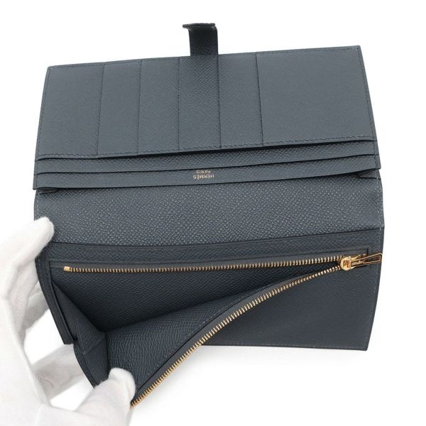 エルメス 長財布 ベアンスフレ タッチ グリミスティ/ブラック/ゴールド金具 エプソン/アリゲーターマット K刻印