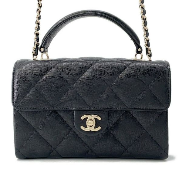 シャネル ハンドバッグ マトラッセ トップハンドル キャビアスキン AP4568 CHANEL 2way 黒