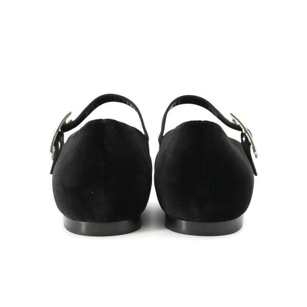 エルメス パンプス ジェーン ブラック ベロア レディースサイズ37 1/2 HERMES バレエシューズ 黒