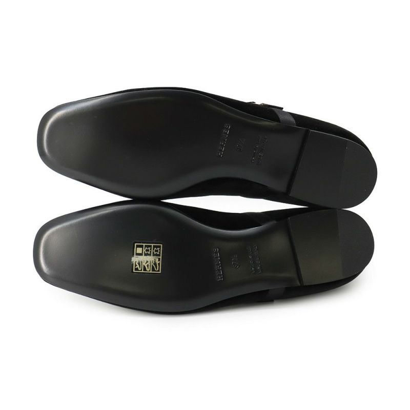 エルメス パンプス ジェーン ブラック ベロア レディースサイズ37 1/2 HERMES バレエシューズ 黒