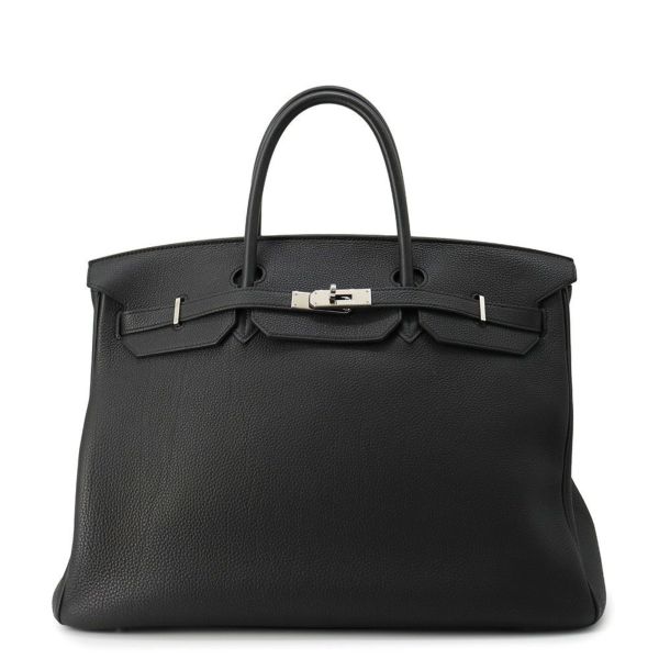エルメス バーキン40 ブラック/シルバー金具 トゴ D刻印 HERMES Birkin ハンドバッグ 黒