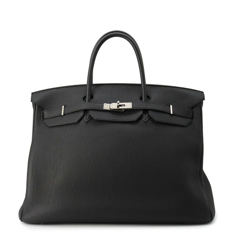エルメス バーキン40 ブラック/シルバー金具 トゴ D刻印 HERMES Birkin ハンドバッグ 黒